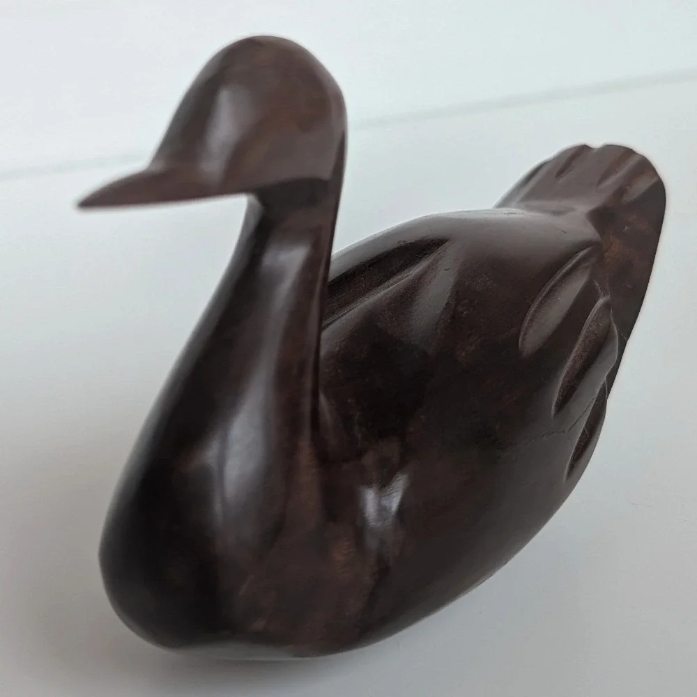 Hand Carved Wooden Loon Decoy Figurine Ironwood Dark Brown Home Decor Sculpture